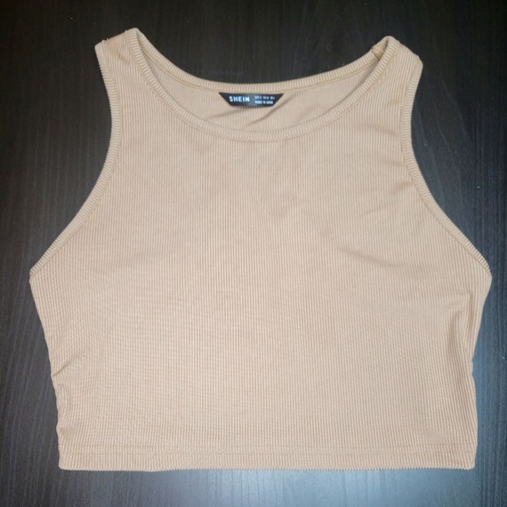 NWOT SheIn Basic Tan Racerback Crop Top